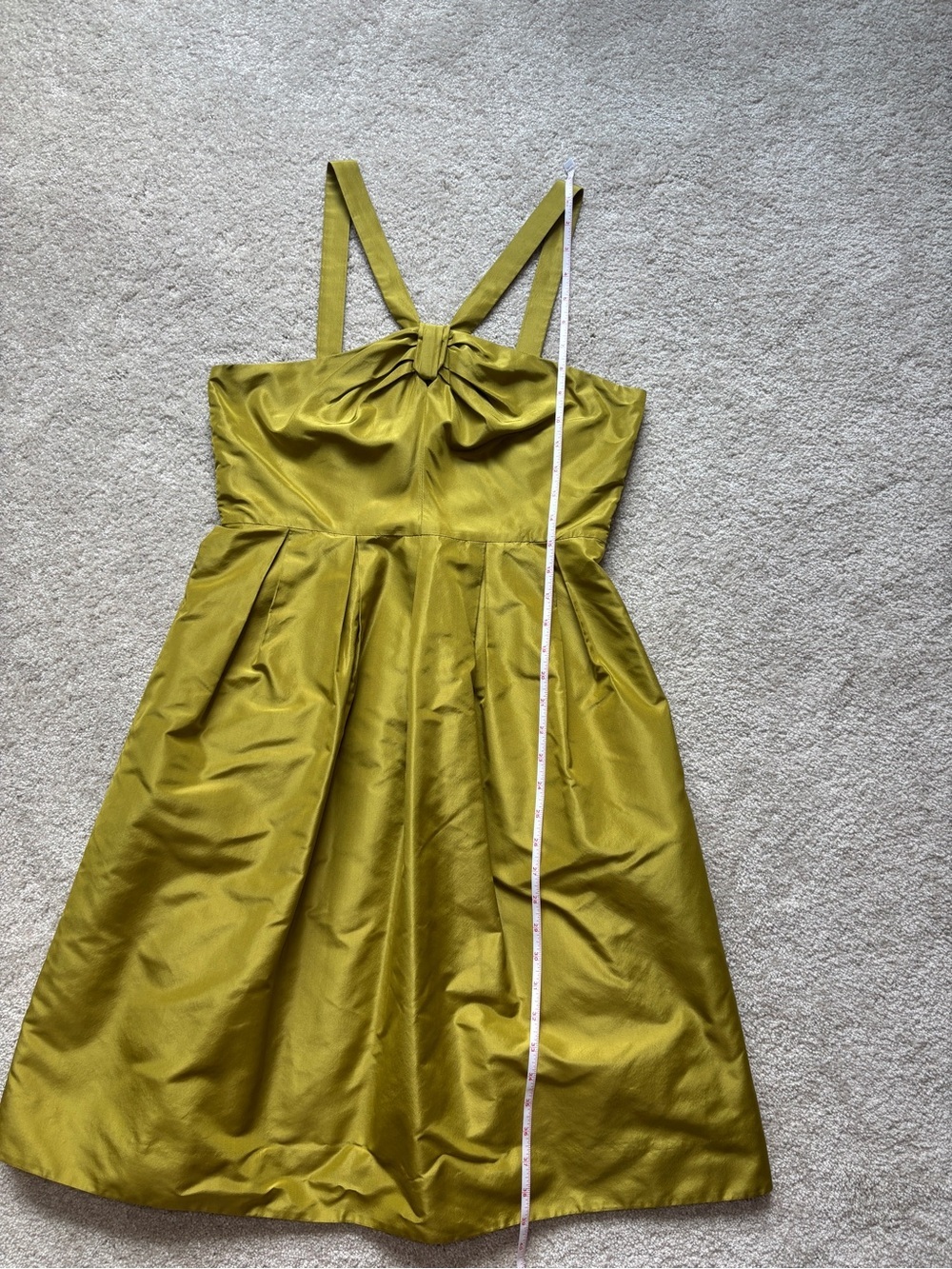 J.Crew 100% Silk Knot Front Cocktail Dress Size 8 Chartreuse Green Fit & Flare - Picture 5 of 12